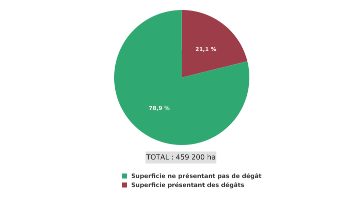 Estimation des dégâts* occasionnés par les ongulés sauvages aux peuplements forestiers en Wallonie (2011**), tous peuplements confondus